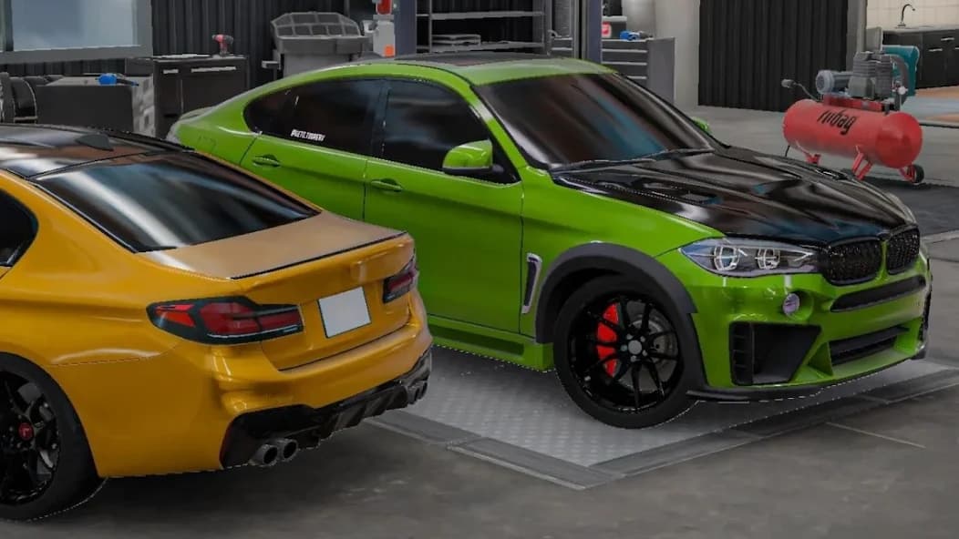 A green luxury sports car in Car Parking Multiplayer 2.