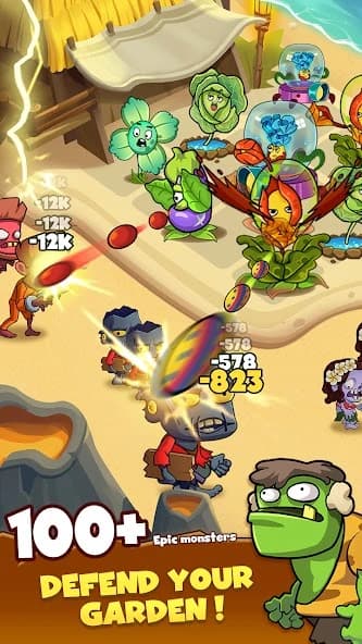 Zombie Defense - Plants War - Merge idle games screenshot 2