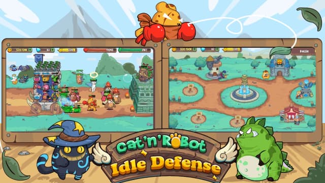 Cat'n'Robot: Idle Defense - Cute Castle TD Game screenshot 2