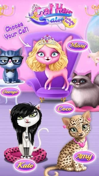 Cat Hair Salon Birthday Party - Virtual Kitty Care screenshot 1