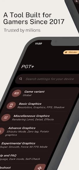PGT +: Pro GFX & Optimizer APK screenshot 1