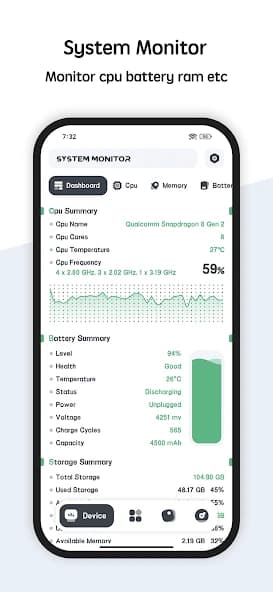 System Monitor – Cpu, Ram Booster, Battery Saver APK screenshot 1