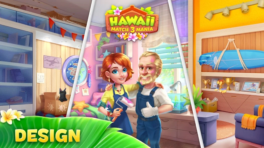 Hawaii Match-3 Mania Home Design & Matching Puzzle screenshot 1