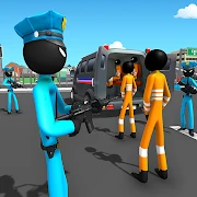 US Police Stickman Criminal Plane Transporter Game icon