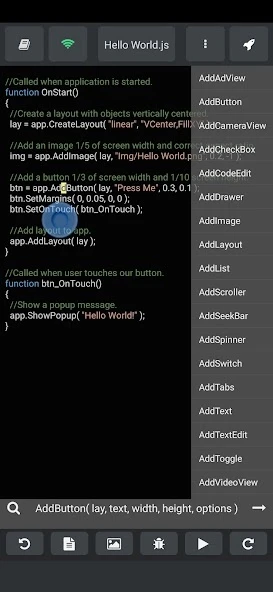 DroidScript: JS and Python IDE APK screenshot 2