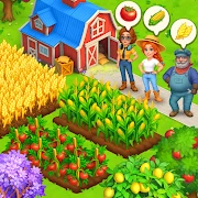 Cartoon city: Farm to village icon