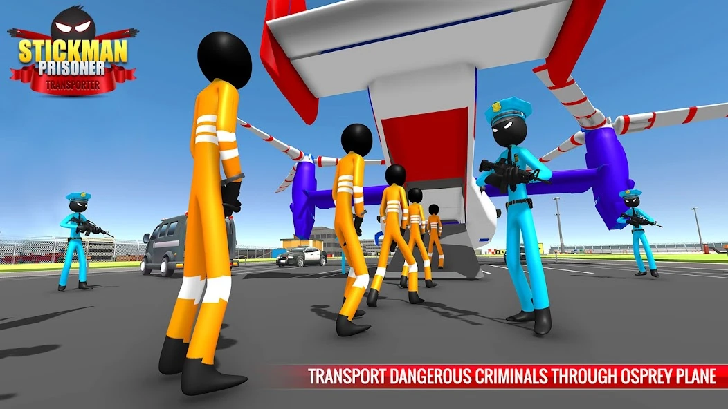 US Police Stickman Criminal Plane Transporter Game screenshot 5