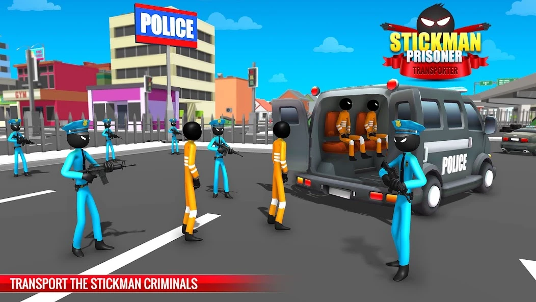 US Police Stickman Criminal Plane Transporter Game screenshot 1