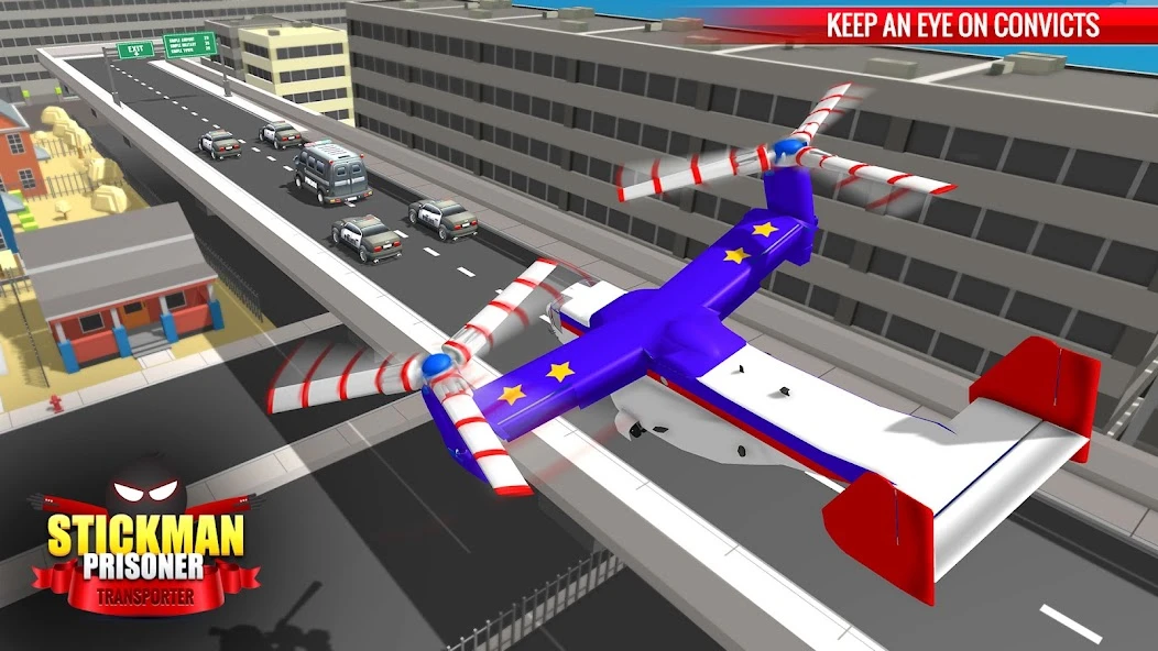 US Police Stickman Criminal Plane Transporter Game screenshot 2
