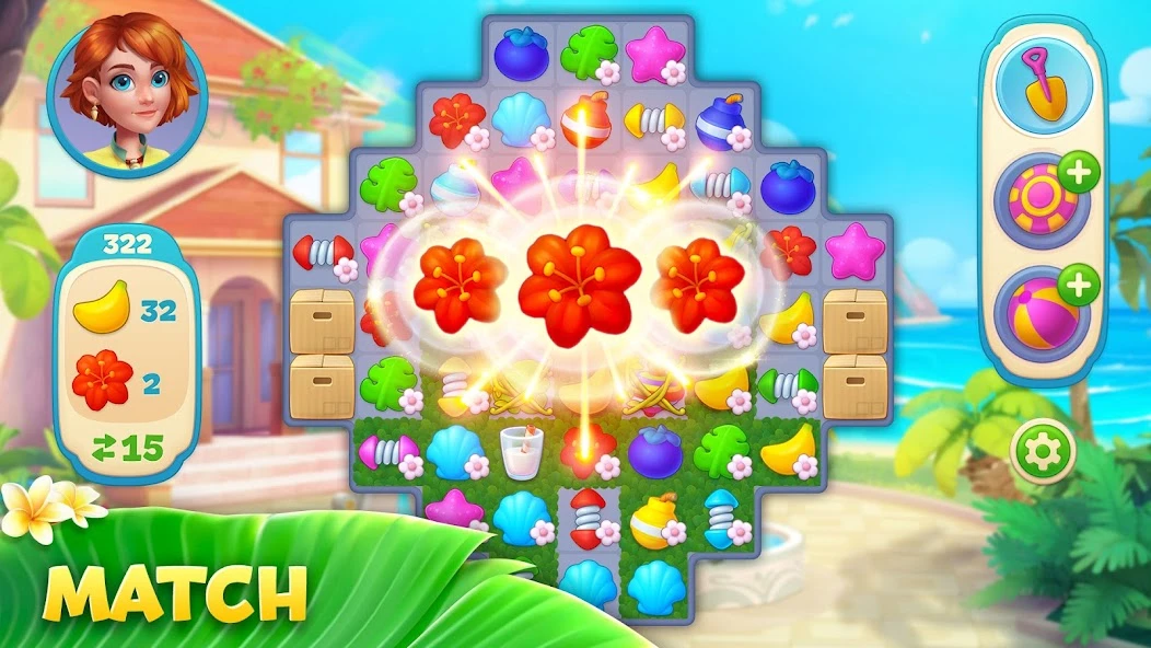 Hawaii Match-3 Mania Home Design & Matching Puzzle screenshot 2